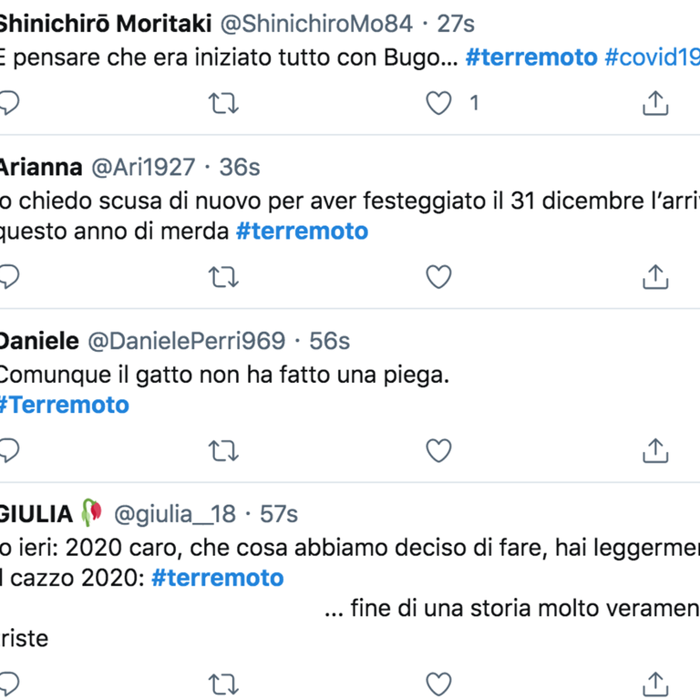 terremoto roma twitter