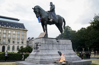 La statua di Leopoldo II a Bruxelles