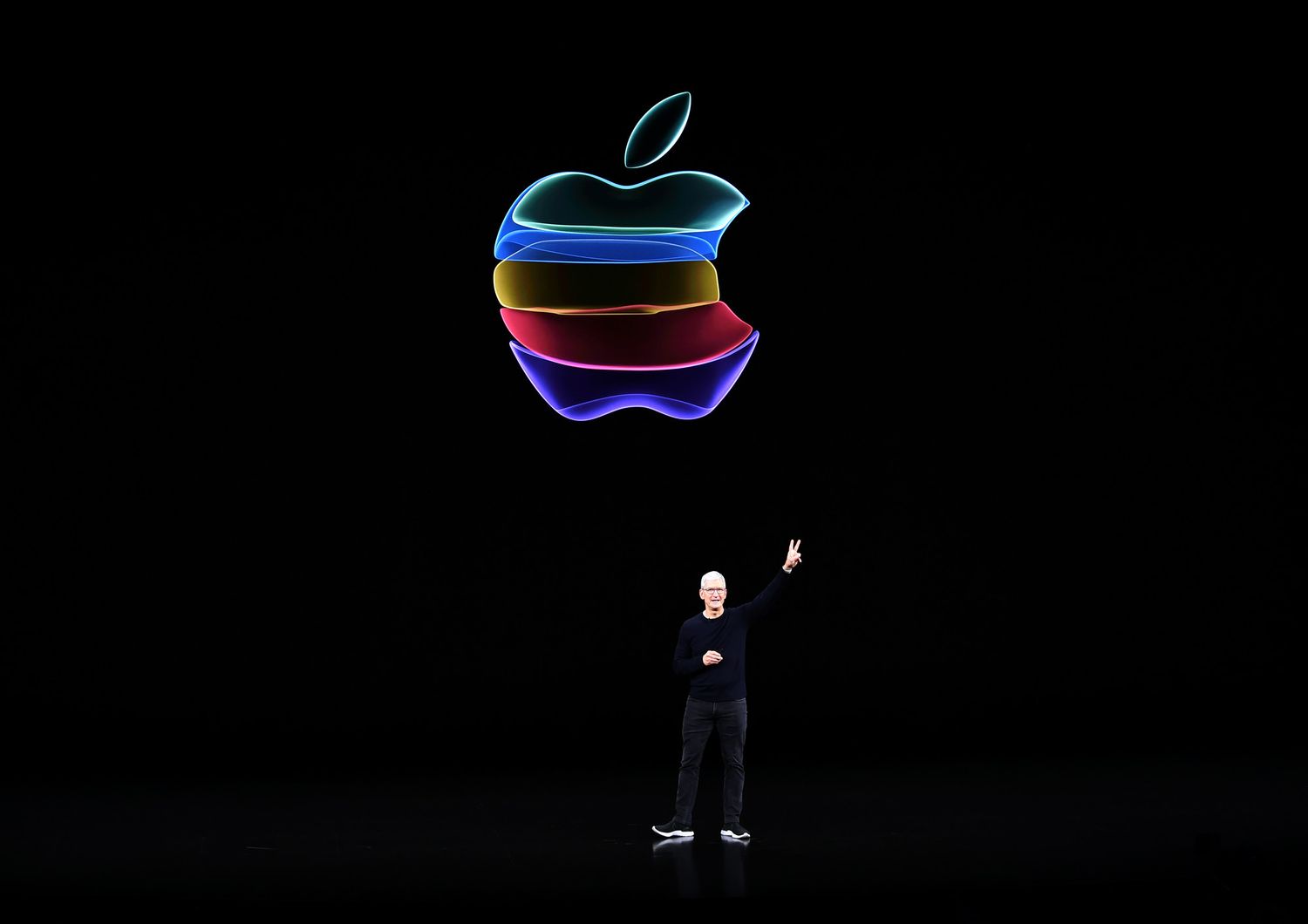 Un discorso di Tim Cook nel quartiere generale di Apple a Cupertino