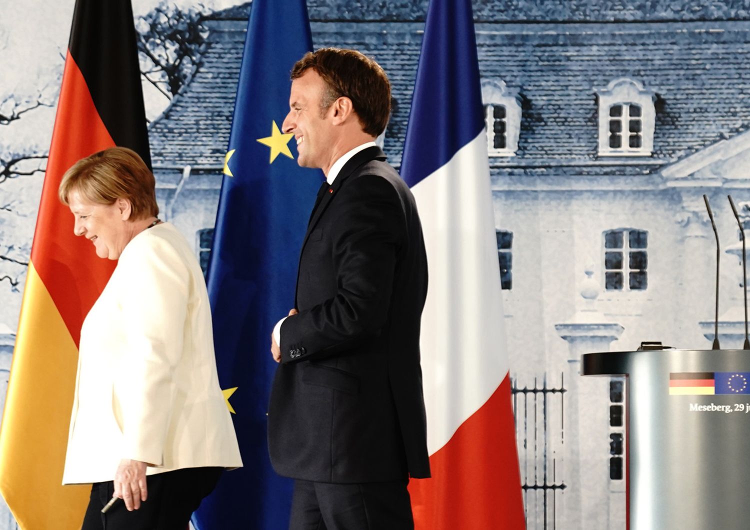 &nbsp;Angela Merkel e Emmanuel Macron