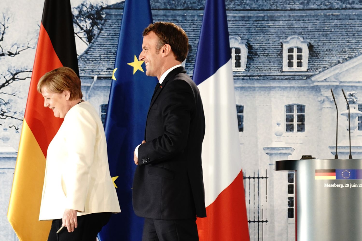 &nbsp;Angela Merkel e Emmanuel Macron
