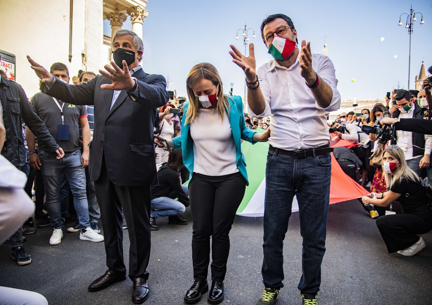 Antonio Tajani, Giorgia Meloni e Matteo Salvini