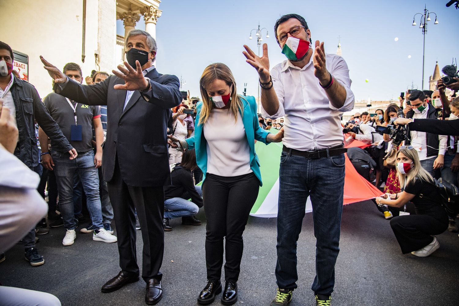 Antonio Tajani, Giorgia Meloni e Matteo Salvini