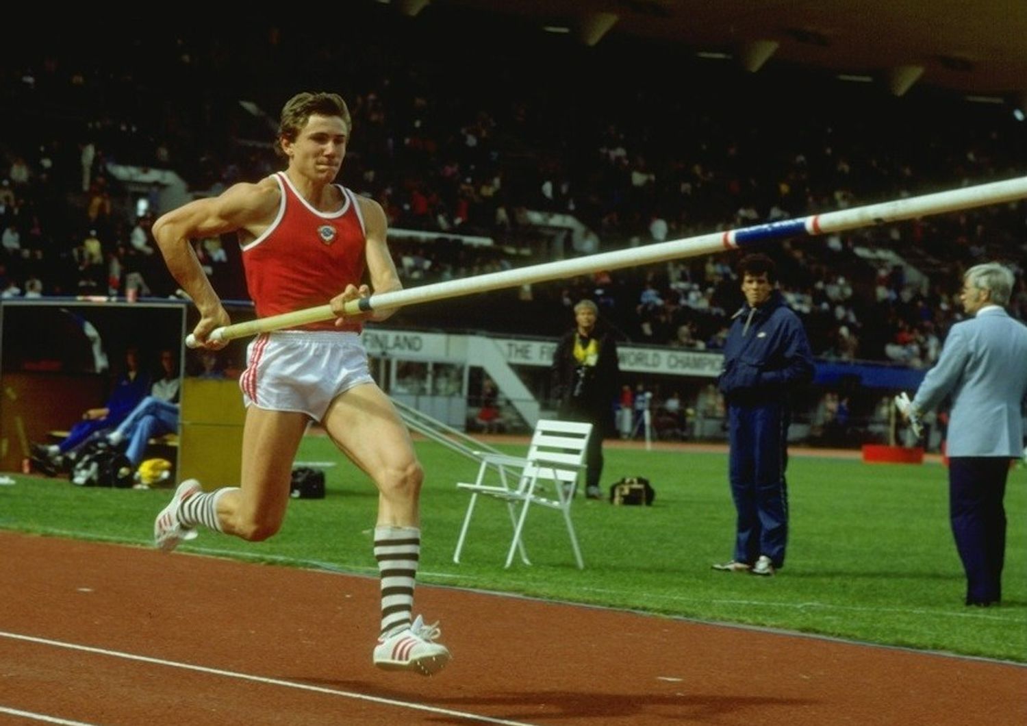 Sergej Bubka durante i Mondiali del 1983