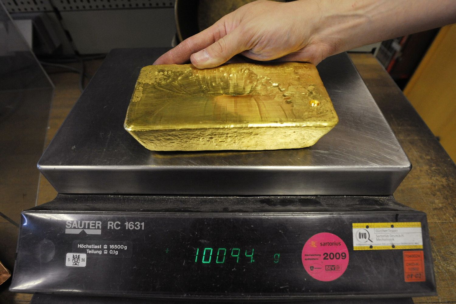 Oro, lingotti. Immagine d'archivio