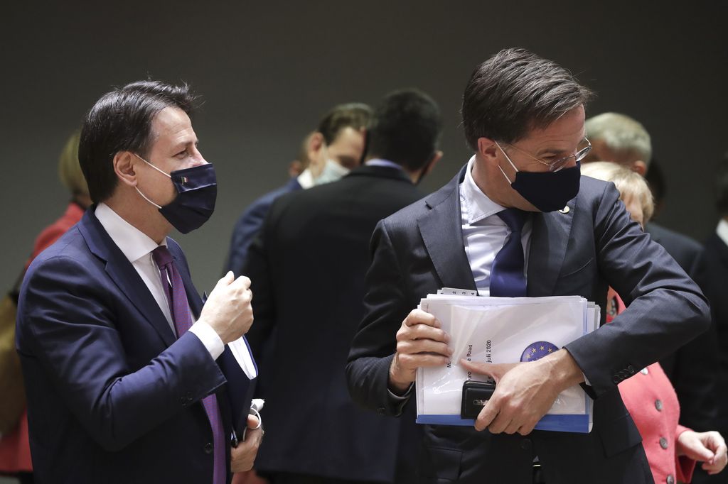 Giuseppe Conte e il premier olandese&nbsp;Mark Rutte