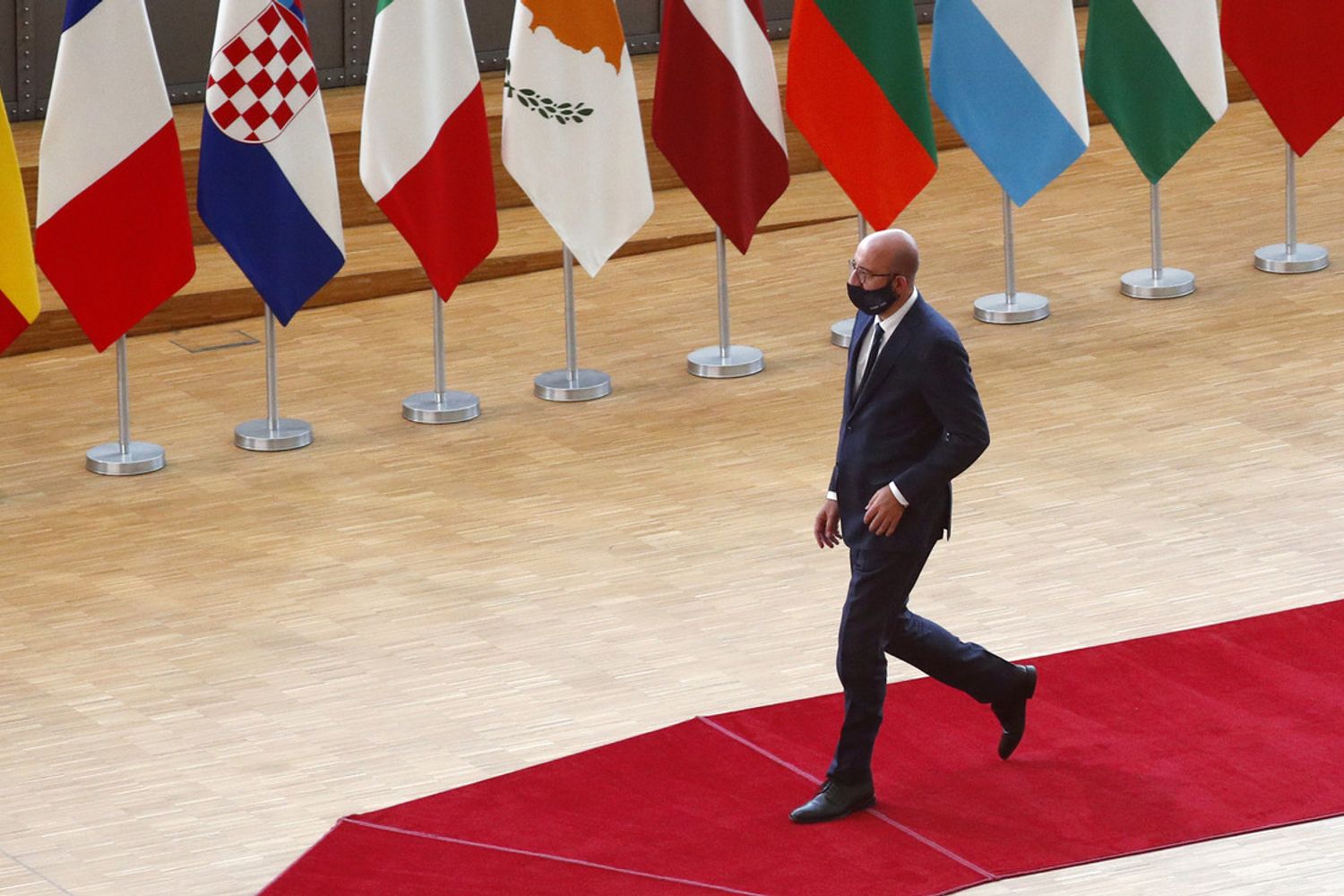Il presidente del Consiglio europeo, Charles Michel, arriva al vertice sul Recovery Fund
