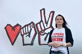 La candidata alle presidenziali bielorusse del 9 agosto, Svetlana Tikhanovskaya, 37 anni.&nbsp;