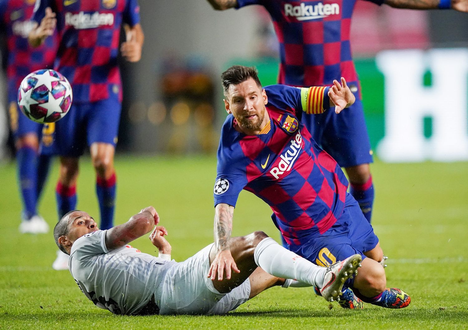 Leo Messi in campo contro il Bayern Monaco