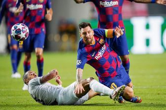 Leo Messi in campo contro il Bayern Monaco