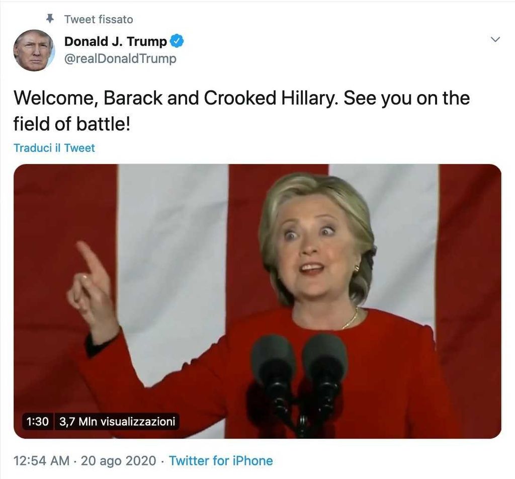 &nbsp;Hillary parla e Donald twitta