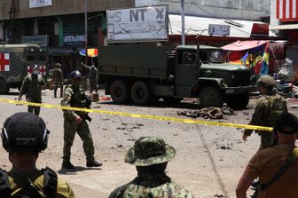 Il luogo di una delle esplosioni a Jolo, nelle Filippine