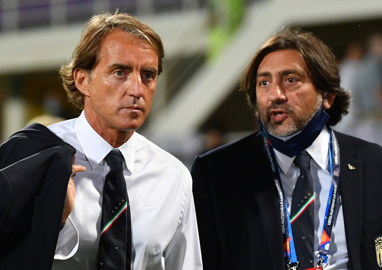 Roberto Mancini lascia lo stadio di Firenze dopo il pareggio con la Bosnia in Nations League