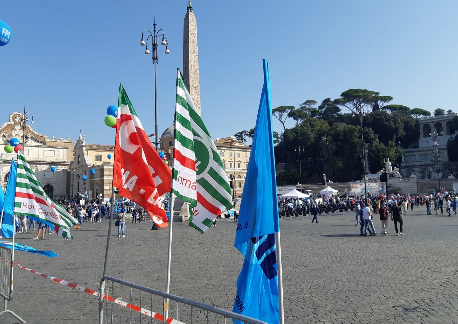 Piazza del Popolo, teatro della manifestazione dei sindacati a Roma