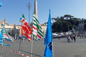 Piazza del Popolo, teatro della manifestazione dei sindacati a Roma