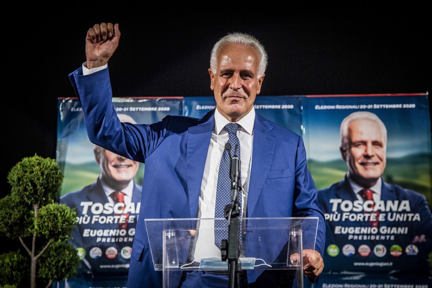 Firenze, elezioni regionali in Toscana. Nella foto il neo eletto Presidente della Regione Toscana Eugenio Giani (centrosinistra)&nbsp;&nbsp;