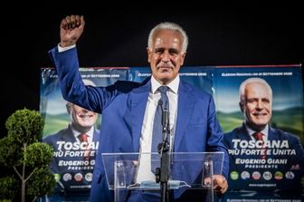 Firenze, elezioni regionali in Toscana. Nella foto il neo eletto Presidente della Regione Toscana Eugenio Giani (centrosinistra)&nbsp;&nbsp;