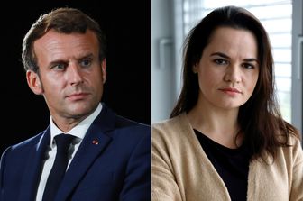 Emmanuel Macron e Svetlana Tikhanovskaya