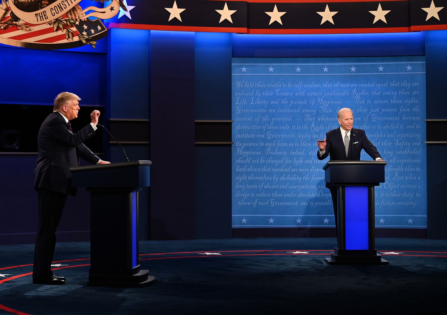 Donald Trump e Joe Biden durante il dibattito presidenziale