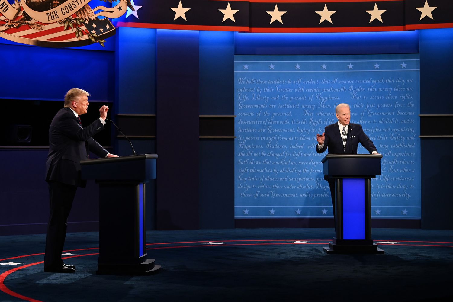 Donald Trump e Joe Biden durante il dibattito presidenziale