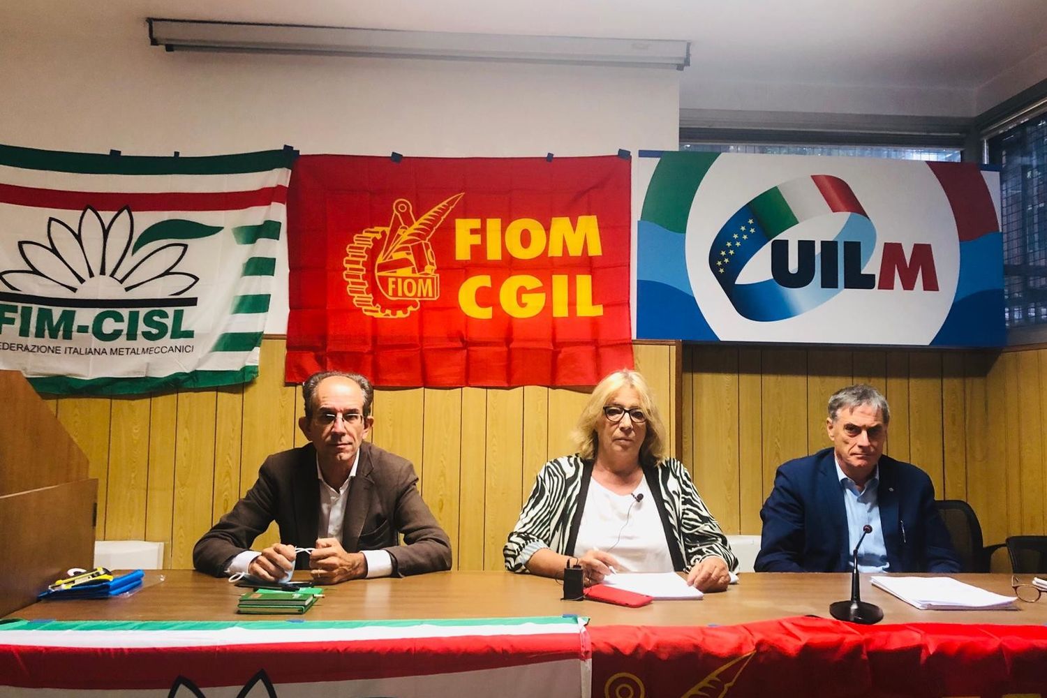 La conferenza stampa dei segretari dei sindacati dei metalmeccanici,&nbsp;