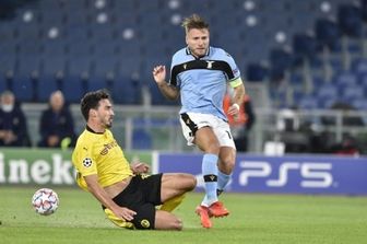 Ciro Immobile in un momento della partita Lazio-Borussia Dortmind