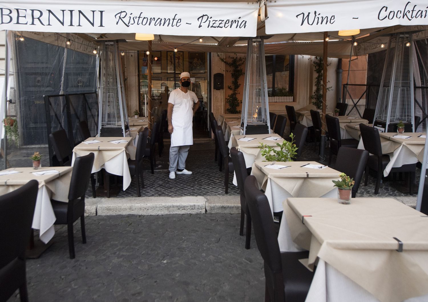 Un ristorante di Roma durante il Lockdown