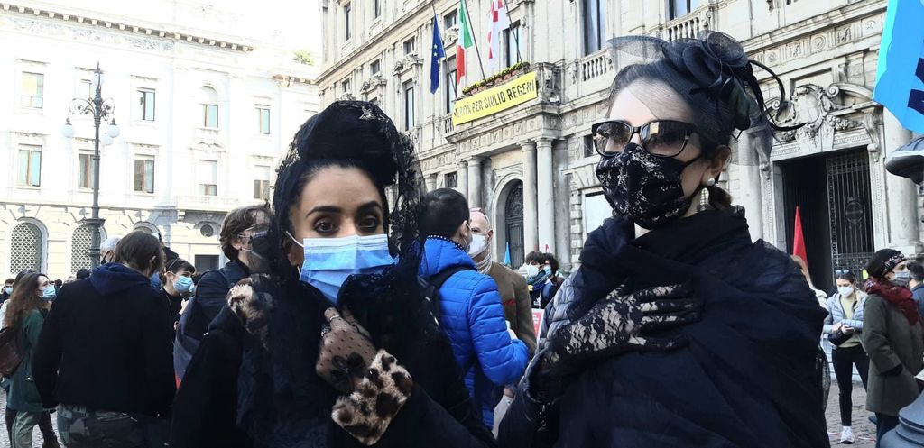 La manifestazione dei dipendenti dello spettacolo