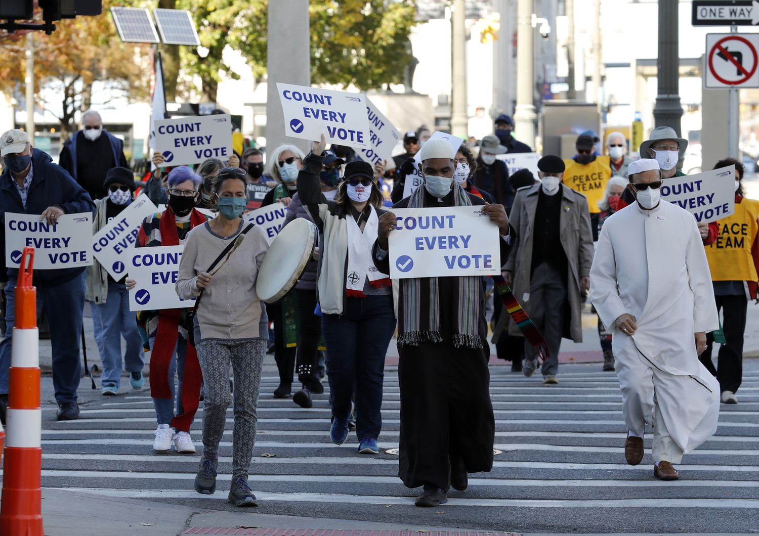 Manifestanti a Detroit (Michigan)