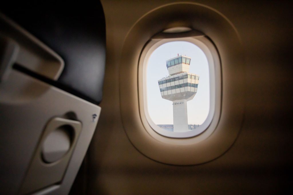 La Torre di Tegel vista dall'obl&ograve; dell'ultimo volo in partenza