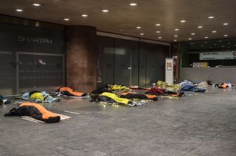 Clochard alla stazione Termini