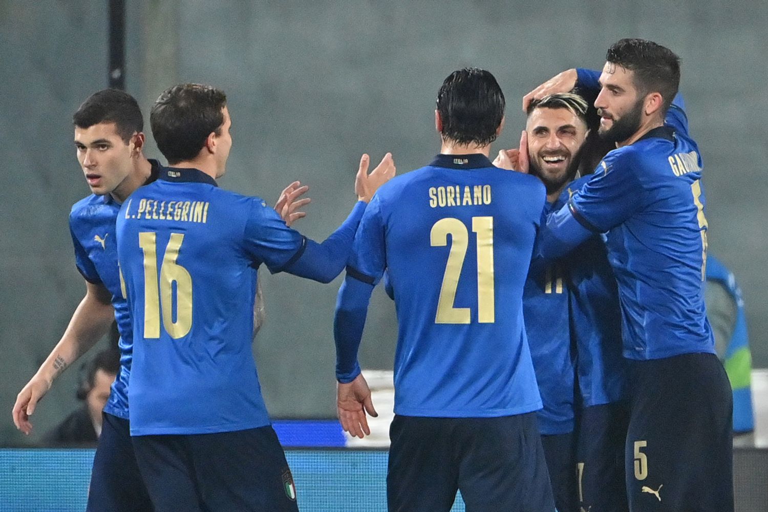 Italia-Estonia, festeggiamenti gol di Grifo