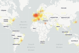 La mappa delle segnalazioni dei disservizi di Google