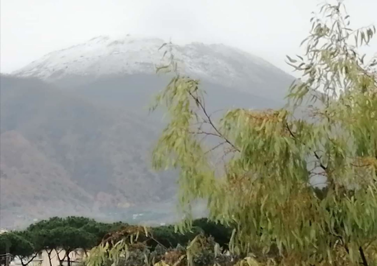 La cima del Vesuvio imbiancata