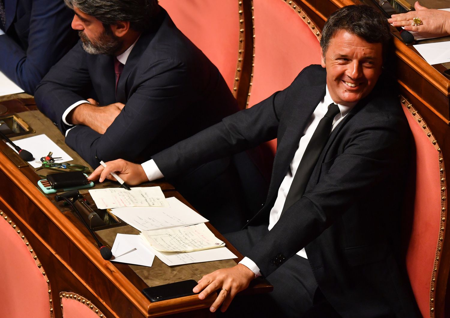 Matteo Renzi durante una seduta del Senato