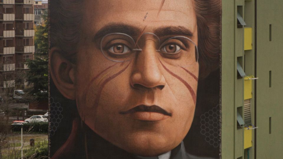Il murale dedicato a Gramsci in un quartiere popolare di Firenze