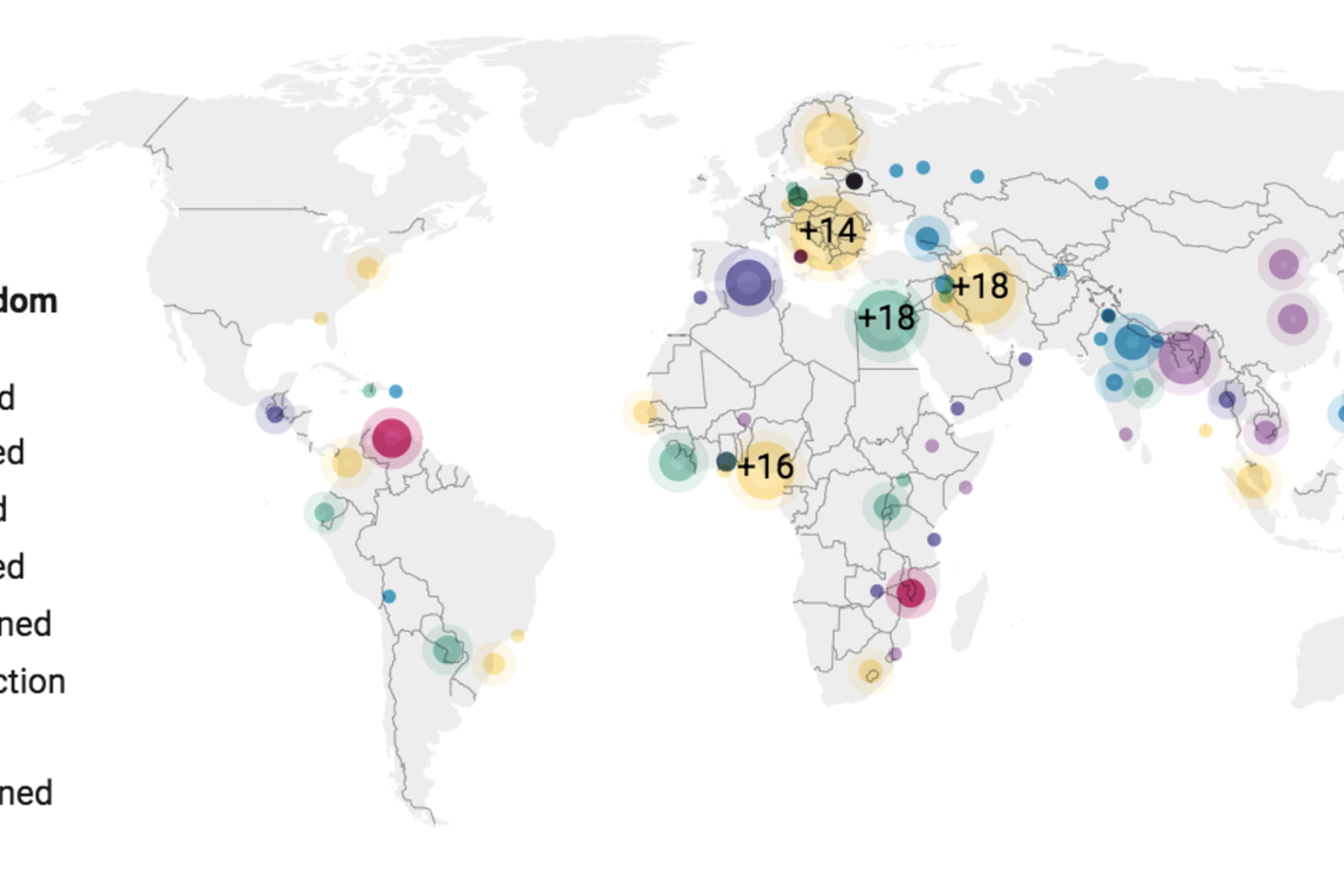 Mappa violazioni libert&agrave; di Stampa (Cpj)