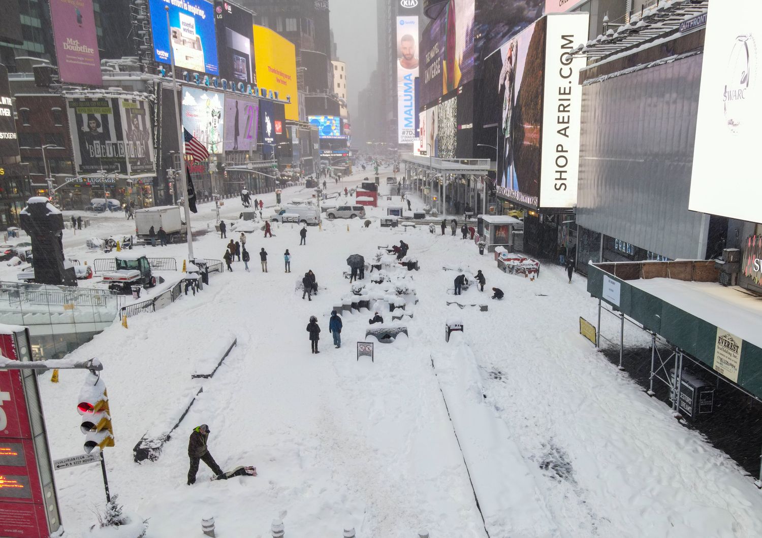 New York, Times Square sotto la neve&nbsp;