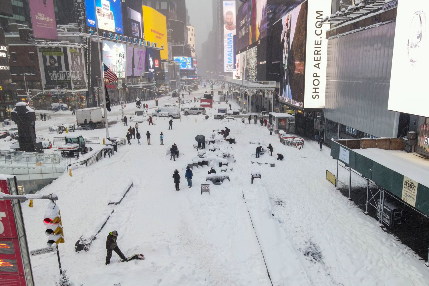 New York, Times Square sotto la neve&nbsp;