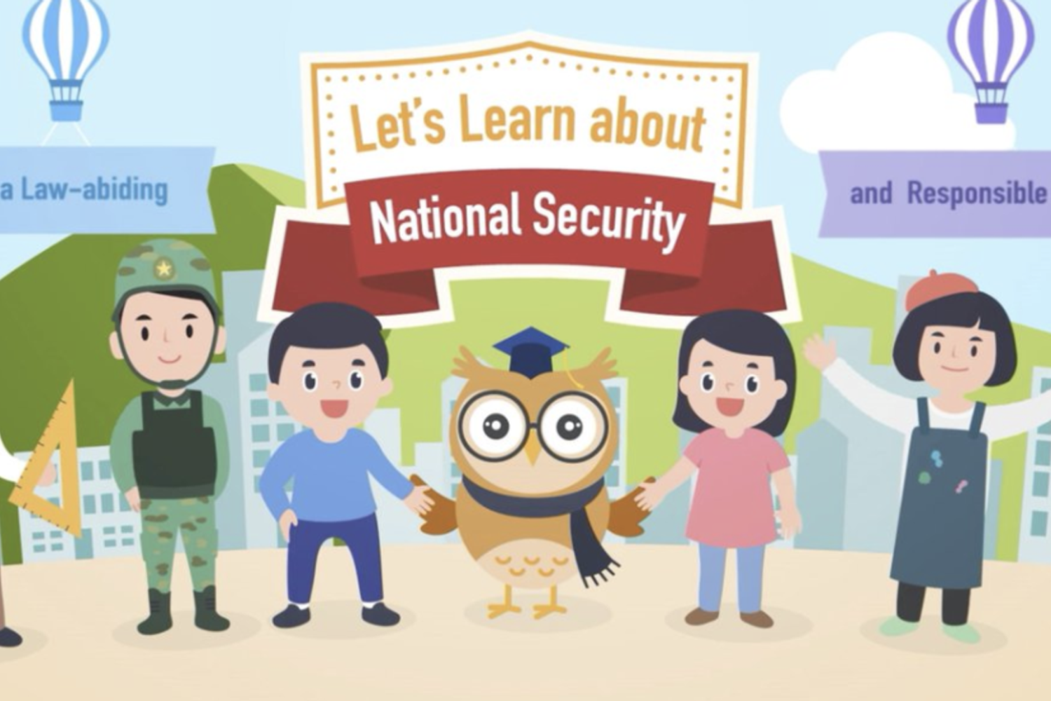 Un frame del cartone animato preparato dalla Cina per spiegare come funziona la legge sulla sicurezza a Hong Kong