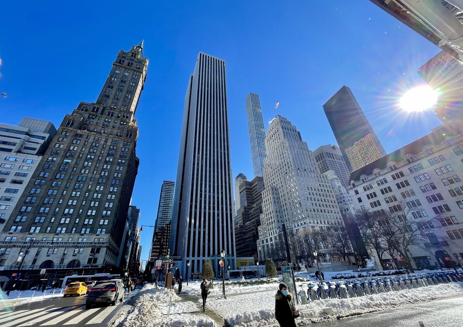 Grattacieli a New York dopo la grande nevicata del 2021