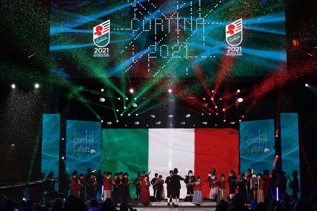 La cerimonia di apertura dei Mondiali di sci di Cortina&nbsp;