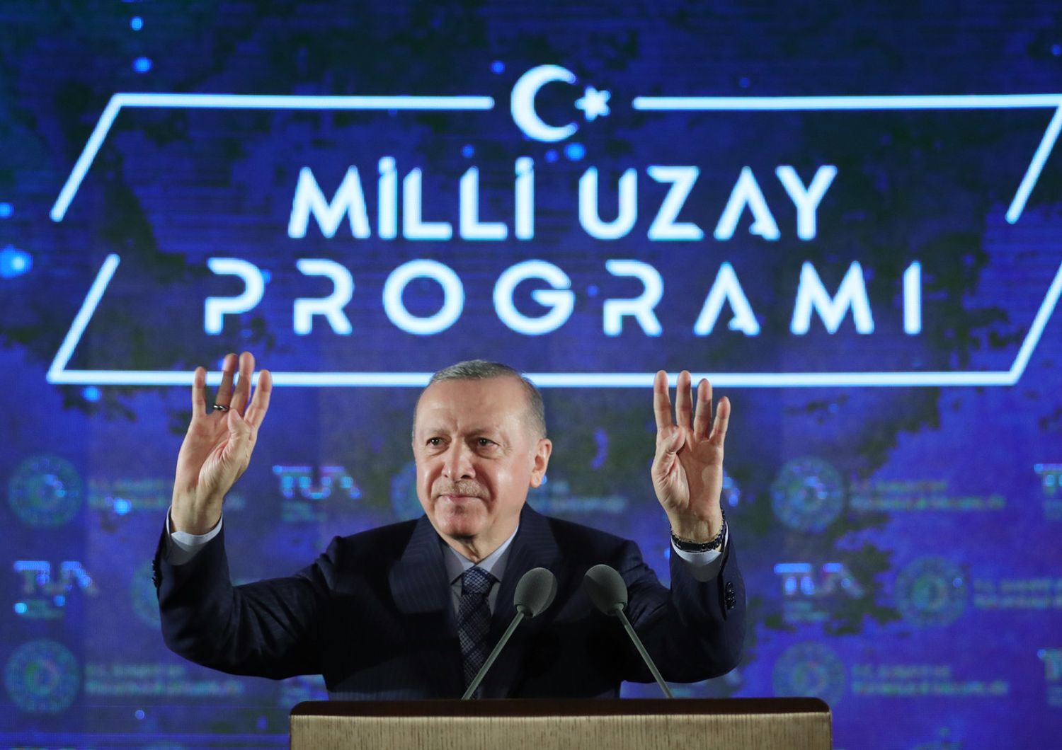 Erdogan alla presentazione del piano spaziale della Turchia