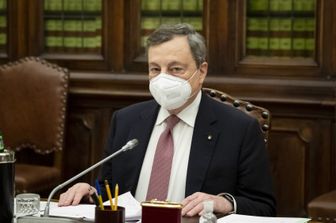 Mario Draghi durante le consultazioni a Montecitorio