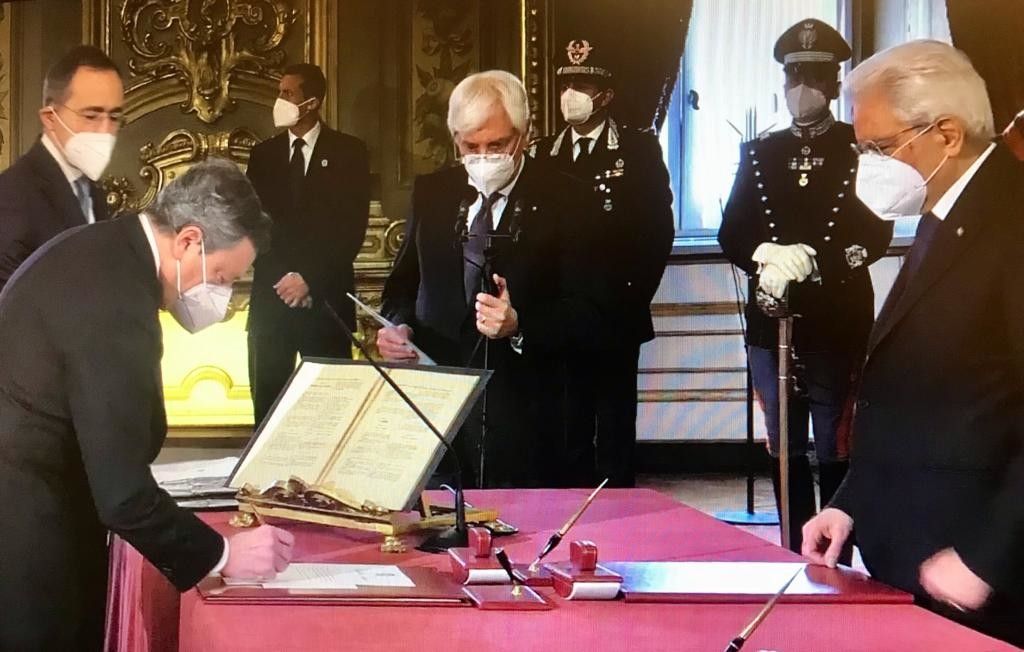 Il giuramento di Mario Draghi al Quirinale