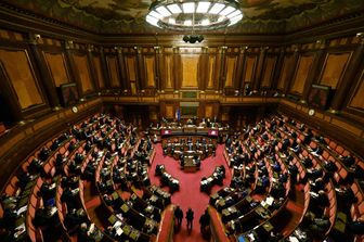 L'aula del Senato durante il discorso di Mario Draghi