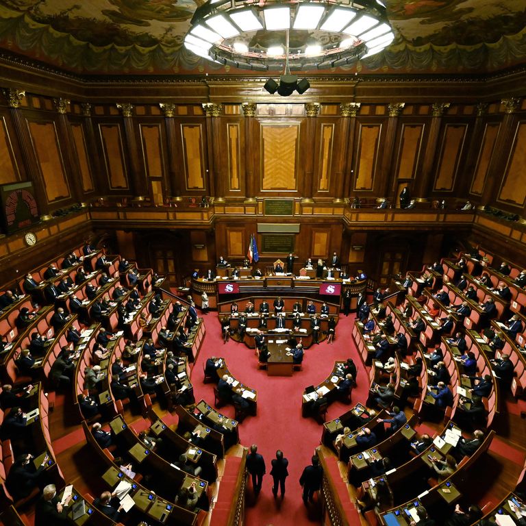 L'aula del Senato durante il discorso di Mario Draghi
