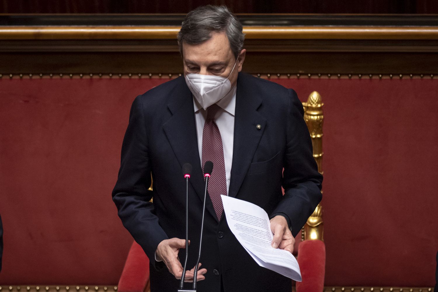 Il presidente del Consiglio, Mario Draghi, alla Camera