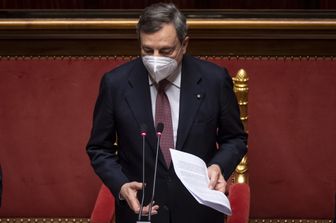 Il presidente del Consiglio, Mario Draghi, alla Camera