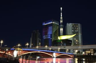 &nbsp;Il Tokyo Skytree illuminato con i colori delle Olimpiadi